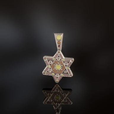 Silver pendant with enamel "Magen David" by Lobortas