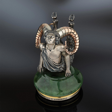 Seal "Aries" (silver, gold, diamonds, jade) by Lobortas