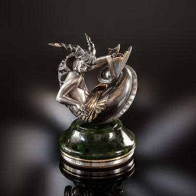 Seal "Capricorn" (silver, gold, black diamonds, jade) by Lobortas