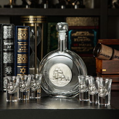 Glass vodka set "Wave" (6 glasses and decanter) from Freitas & Dores