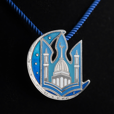 925 sterling silver and enamel "Mosque" pendant from Lobortas