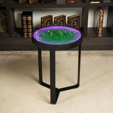 Handmade coffee table with RGB lighting and control panel "Northern lights"