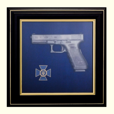 Decorative collage "Glock pistol and SBU emblem" (copy)