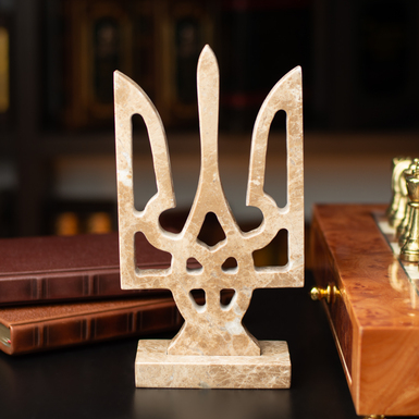 Handmade trident figurine made of marble "Free Ukraine" by MARKAM