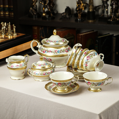 Tea set "Venice" (6 cups with saucers, teapot, sugar bowl, milk jug) by Depos