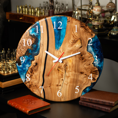 Wooden wall clock handmade "Atlantida" by Kochut