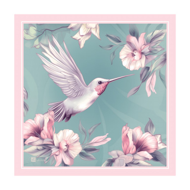 Silk scarf "Hummingbird" from FAMA (limited collection, 100x100 cm)