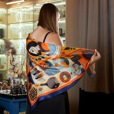 Silk scarf "Abstraction" from FAMA (limited collection, 100x100 cm)