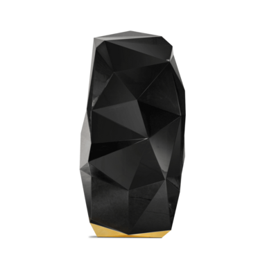 Safe "Black diamond" made of wood, fiberglass, gold leaf with a black lacquered coating