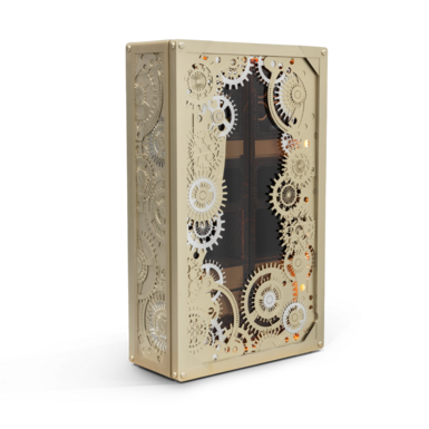 Safe "Elegant box" made of wood, stainless steel, gilded brass with varnished coating