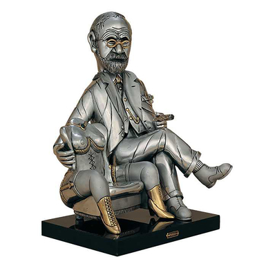 Exclusive sculpture made of silver and gold "Professor Sigmund Freud", Frank Meisler Gallery