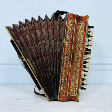 Antique accordion by J. Delmotte, first half of the 19th century, France