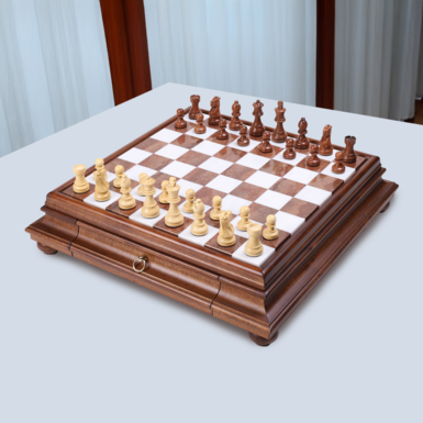 Chess set in lacquered wood and marble with figures "Premium Classic" by Italfama