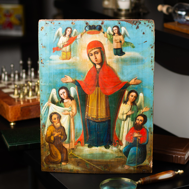 Antique icon of Joy of All Who Sorrow of the last quarter of the 19th century, Central Ukraine (without restoration)