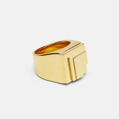 Men's signet ring in gold plated steel "Matteo" by Skultuna