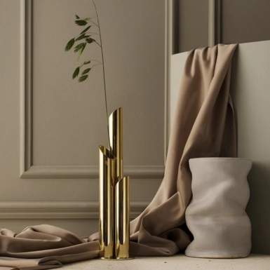 Polished Brass Vase "Art Deco" by Ivar Olenius Björk by Skultuna