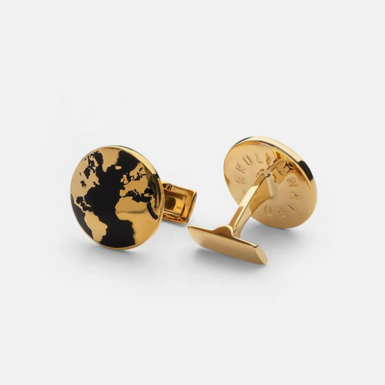 Gold plated brass cufflinks "Continents" by Skultuna