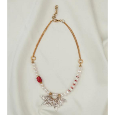 "Margo" necklace with pearls and coral by SAMOKISH