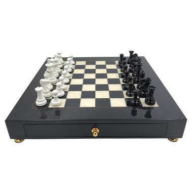 Chess set with lacquered wood board "Intramontabile Classico" by Italfama