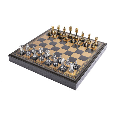 Wooden and eco-leather chessboard with figures "Paradiso" by Italfama