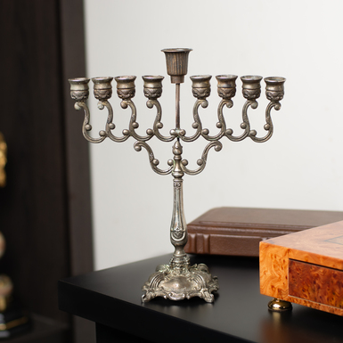 Antique Chanukiah candlestick "Jewish tradition", second half of the 20th century