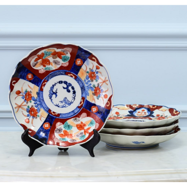 Vintage Imari style porcelain plates, Japan, late 19th century