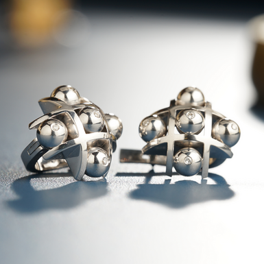 Silver earrings with diamonds "Quintet" by Lobortas