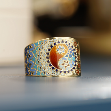 Gold yin yang diamond ring by Lobortas