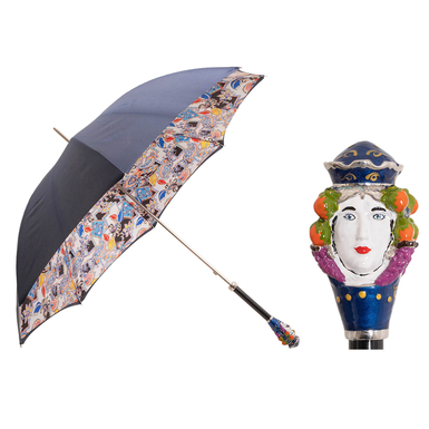 Women's umbrella with enameled brass handle "Sicilian mood" by Pasotti