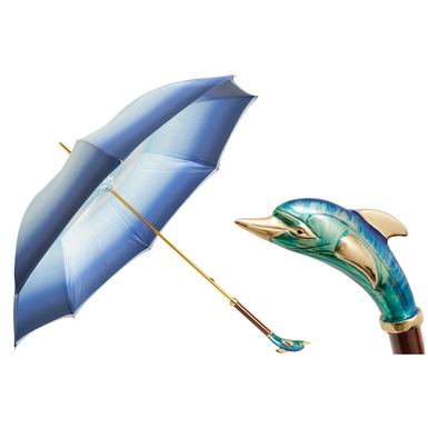 Women's umbrella with enameled brass handle "Dolphin" by Pasotti