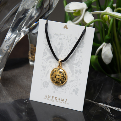 "Star" pendant in Damascus steel and gold plating by Anframa