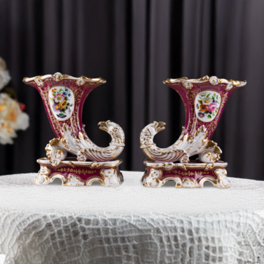 Two "Red Boots" porcelain vases, France, 19th century