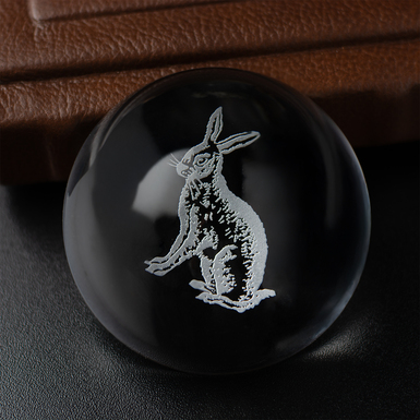 Crystal paperweight with engraved "Rabbit" by Royal Buckingham, UK