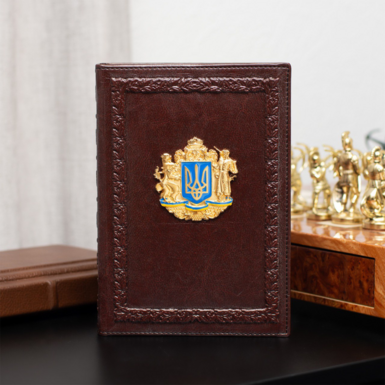 Notebook with the coat of arms of Ukraine "Volya" made of copper and gold