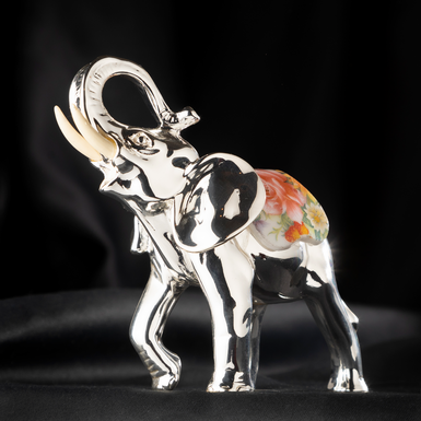 Silver-plated figurine "Indian elephant" (pink) by Exetera Argenti