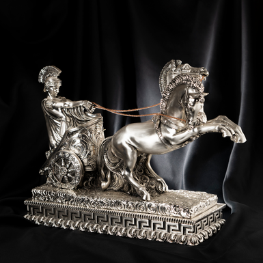 Silver-plated figurine "Ancient Roman chariot" by Exetera Argenti