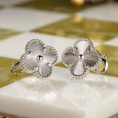 Vintage white gold earrings "Alhambra" (Van Cleef & Arpels style design)