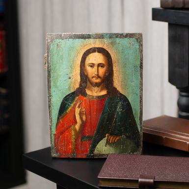 Antique icon of Jesus Christ from the last quarter of the 19th century (without restoration)