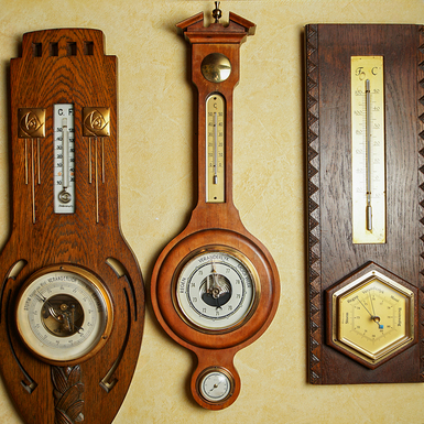 Wall weather station (barometer, hygrometer and thermometer) "Weather" made of wood