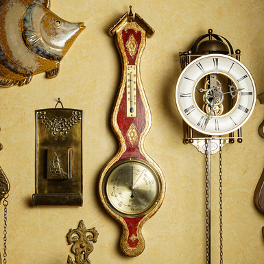 Wall weather station (barometer and thermometer) "Pressure" made of wood