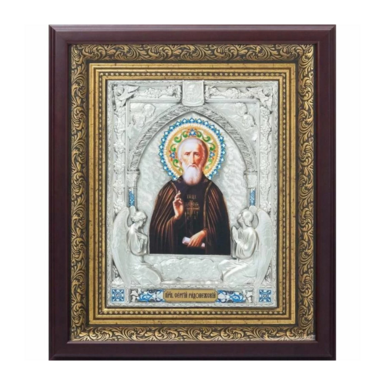 Icon "St. Sergius of Radonezh" with silver and gold