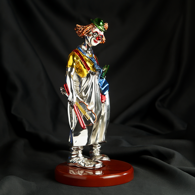 Silver plated figurine "Clown violinist" by Exetera Argenti