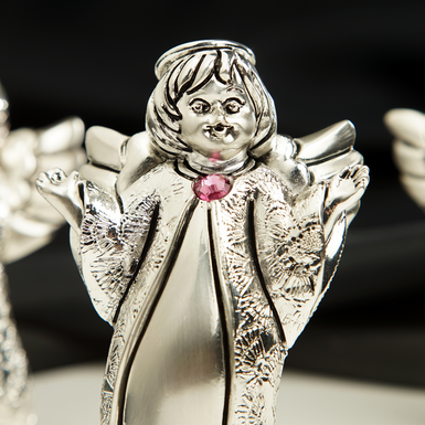 Silver plated figurine "Angel", 1 pc. (pink stone) by Exetera Argenti