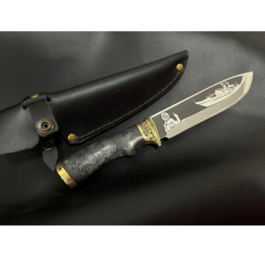 Knife with engraving "Russian warship...everything" in a leather case