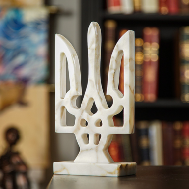 Handmade marble trident figurine by MARKAM