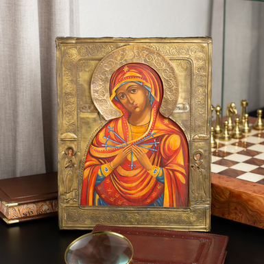 Antique icon of the Mother of God of the Seven Arrows, second half of the 19th century, Kiev region