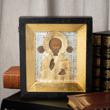 Antique icon of Saint Nicholas the Wonderworker from the second half of the 19th century