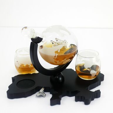 Whiskey set (carafe and 2 glasses) "Map of Ukraine"