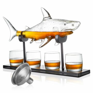 Whiskey set (carafe and 4 glasses) "Shark of business"