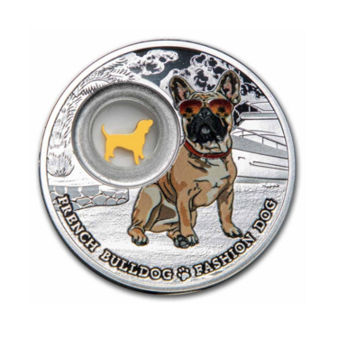 Silver coin "French bulldog – man's best friend", 1000 francs